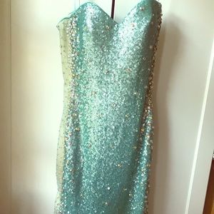 Aqua sequin  party dress